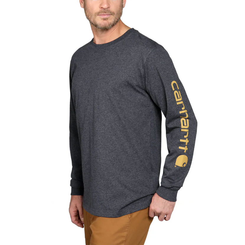 Carhartt Dearborn Relaxed Long Sleeve-Logo T-Shirt - Carbon Heather