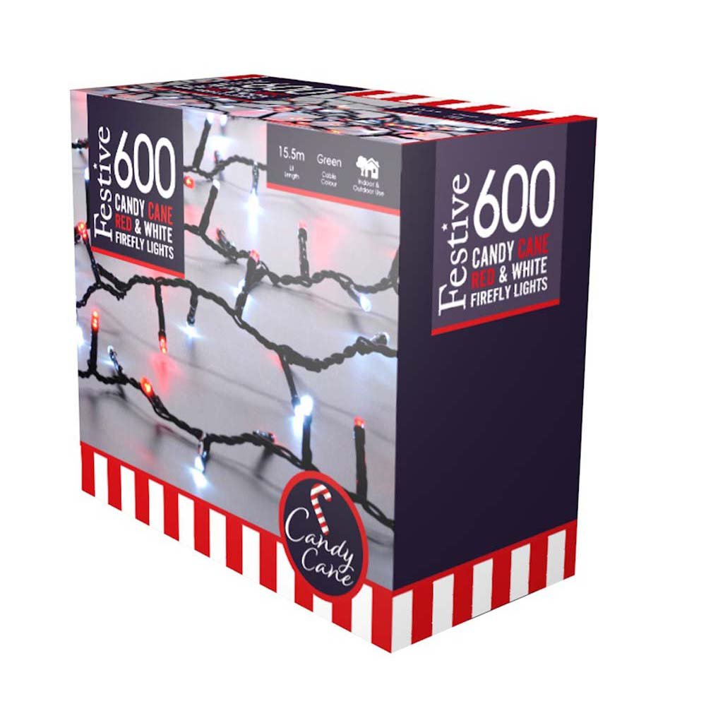 600 FireFly Christmas Lights/Candy Cane