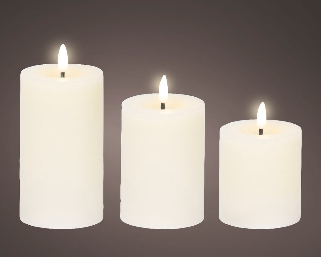 Set of 3 Battery-Operated Candles - White