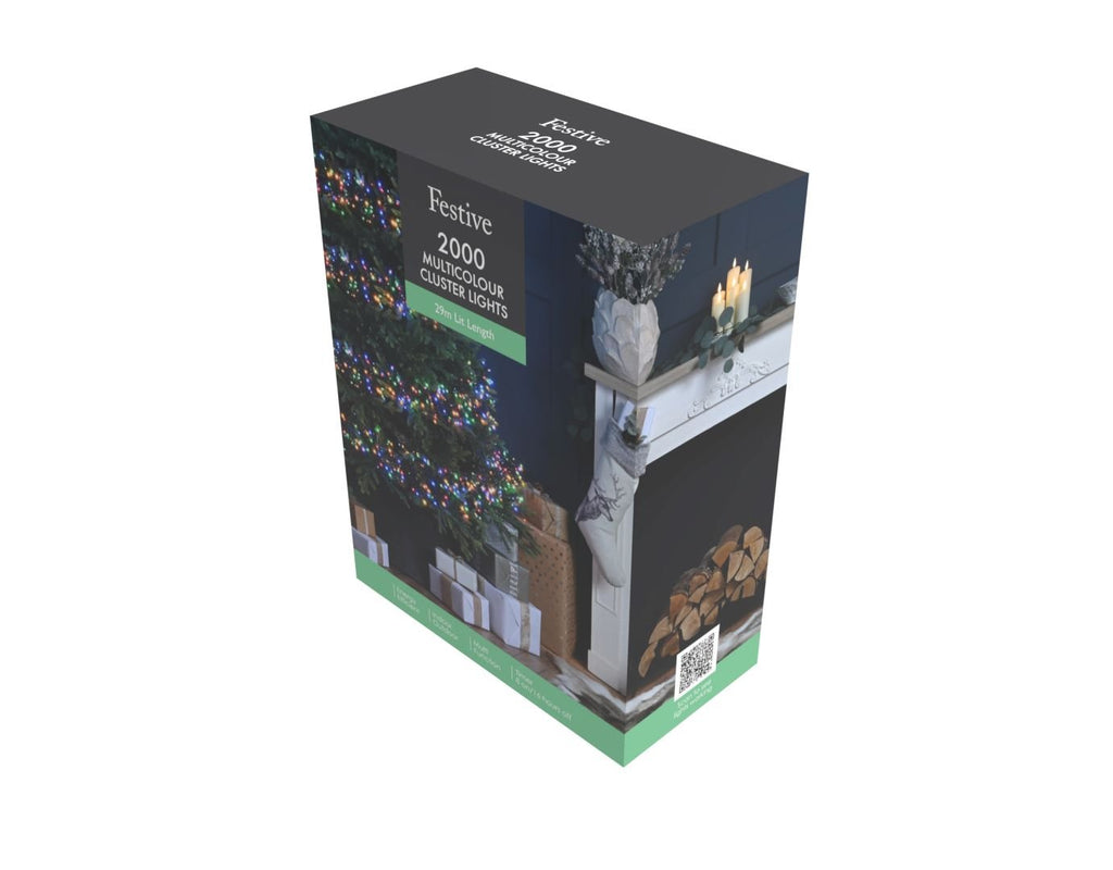 2000 Cluster Christmas Lights - Multi-Coloured