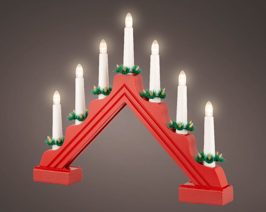 Indoor Christmas Candle Arch Battery-Operated - Red
