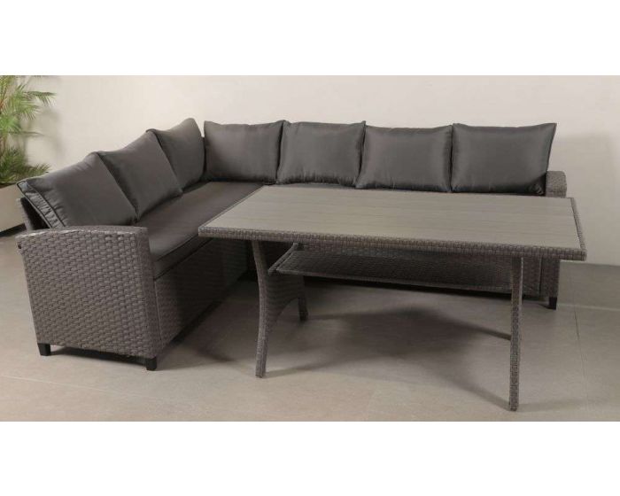 The Garden Collection Canto L Corner and Polywood Table - Dark Grey