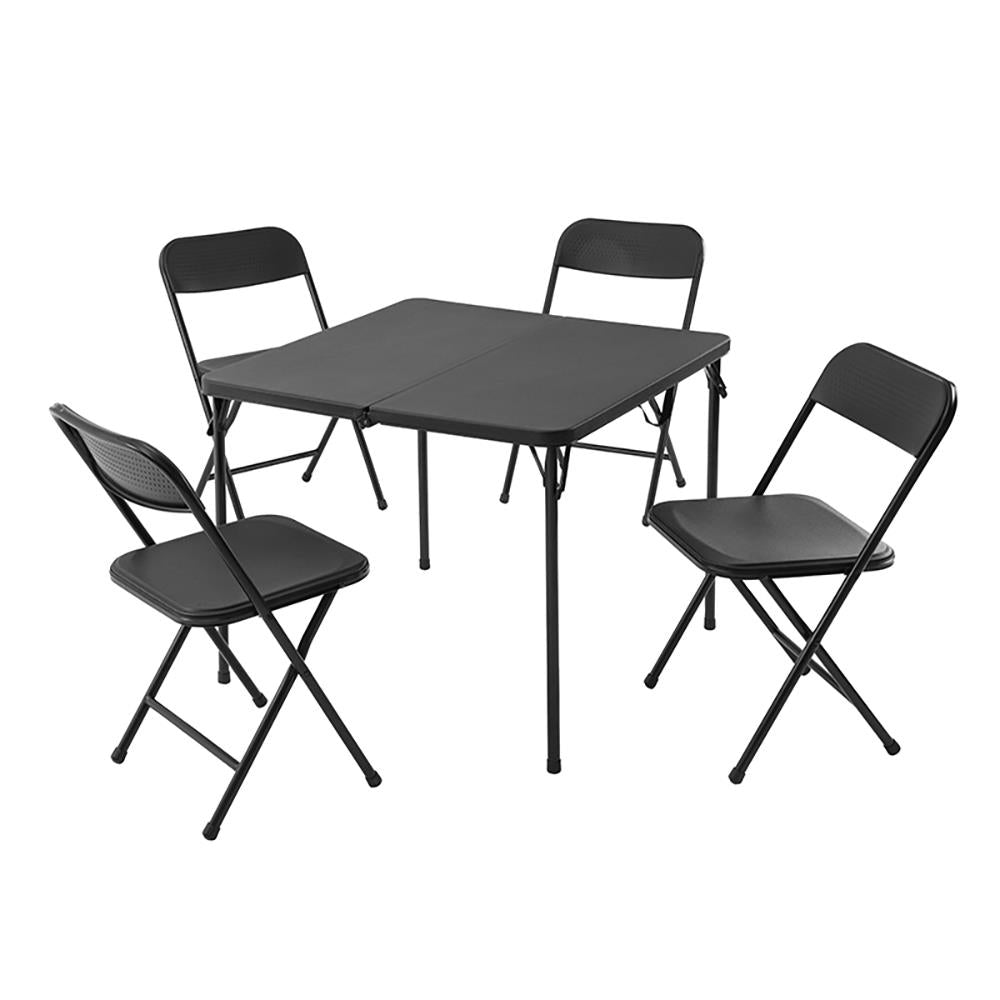 The Garden Collection Folding Table & 4 Chairs - Black