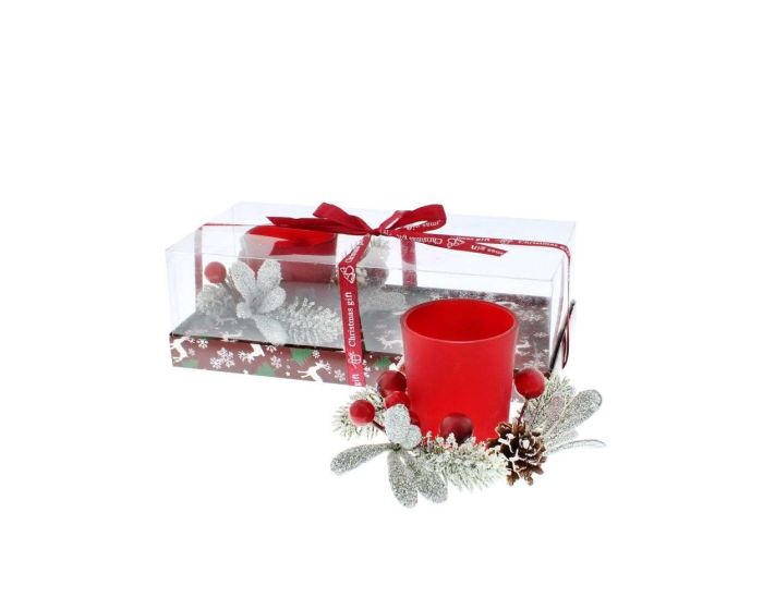 The Christmas Collection Tealight Candle Holders Twin Red Berry - 22cm