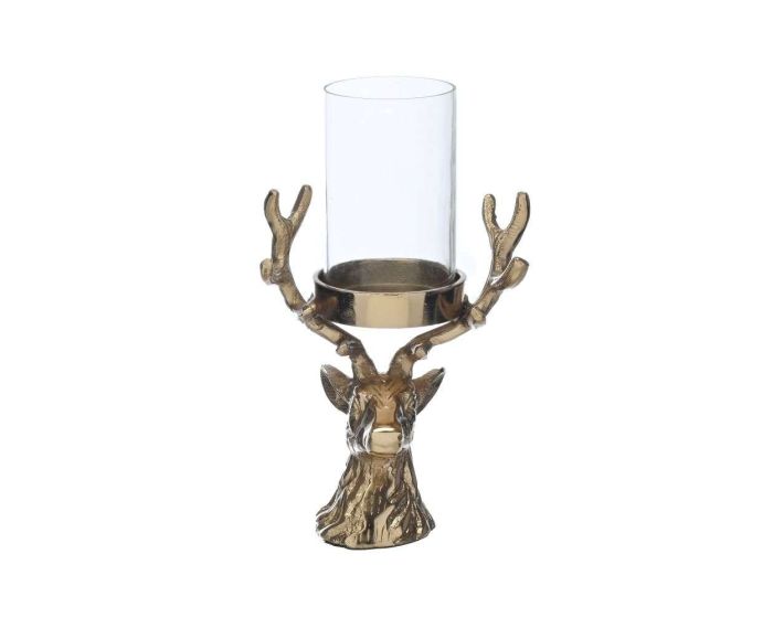 The Christmas Collection 30cm Antique Reindeer Head Candle Holder - Gold