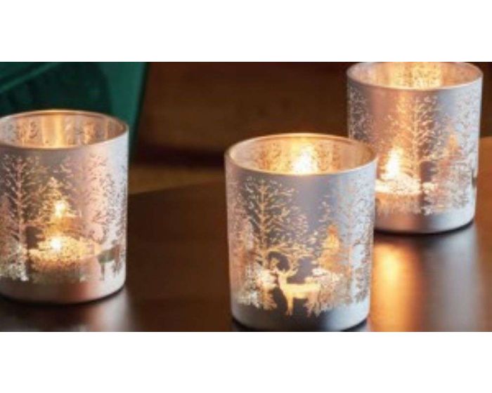 The Christmas Collection Wonderland Tealight Holder Set of 3 - Silver