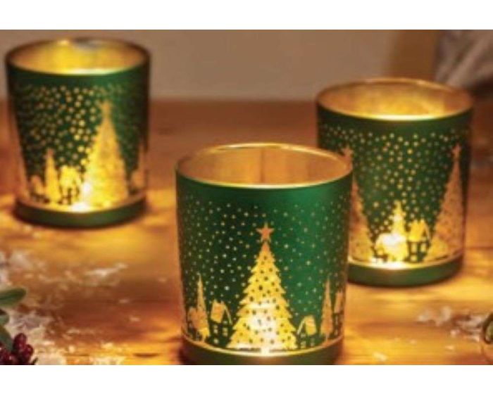 The Christmas Collection Wonderland Tealight Holder Set of 3 - Emerald