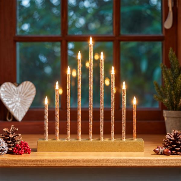 The Christmas Collection 9 LED Light Candlebridge - Gold