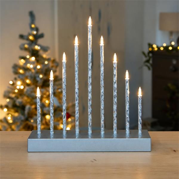 The Christmas Collection 9 LED Light Candlebridge - Silver