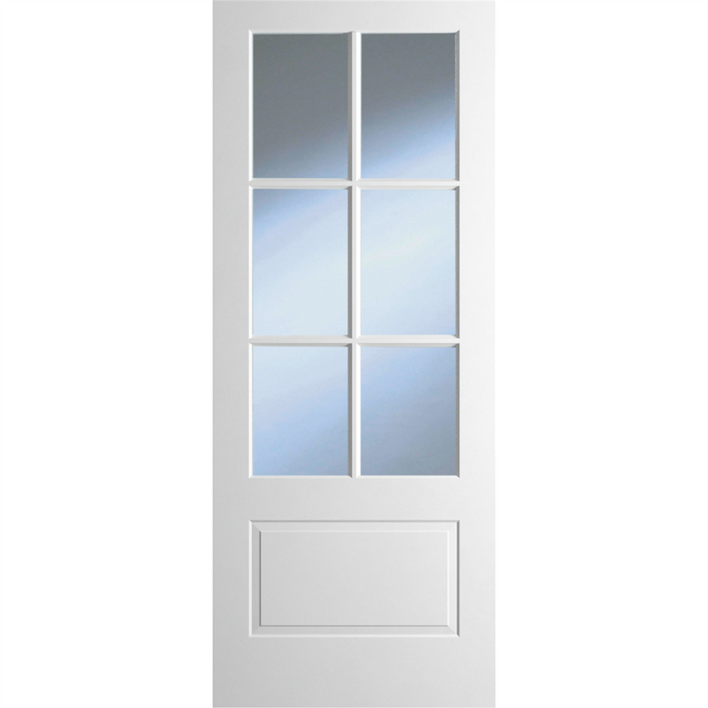 Dover Marina 1P/6L Glazed White Primed Door